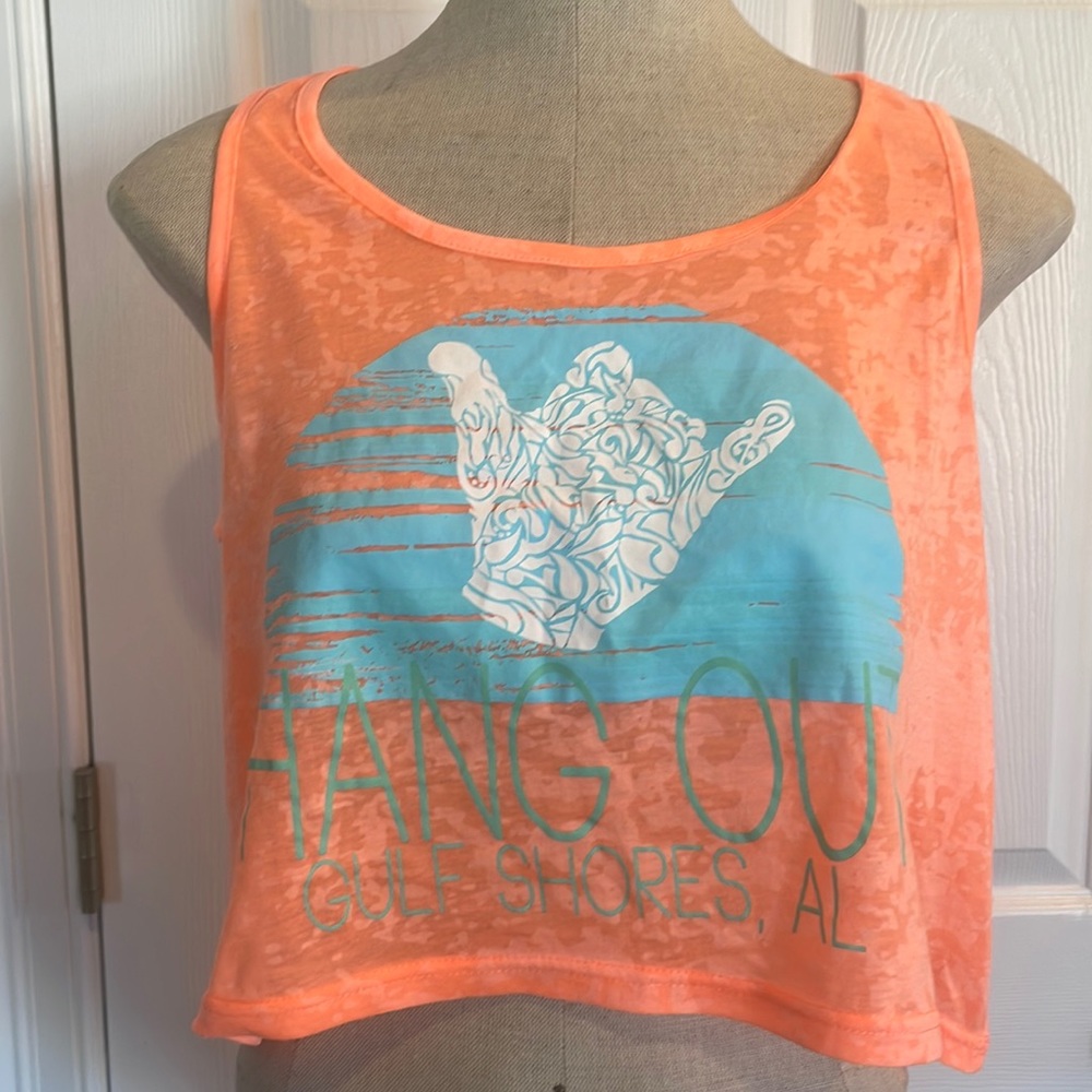 Hang out festival concert crop top sleeveless Orange women’s size small S - Picture 1 of 10